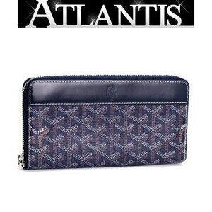 Goyard Matignon Round Zip Long Wallet Leather Navy Blue